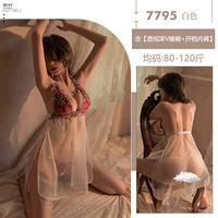 7795 белый, перспектива Deep V ночной рубашки + открытые трусики