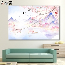  Beautiful ancient style artistic conception diy digital oil painting Chinese landscape handmade hand-painted pavilion Peach garden coloring oil painting