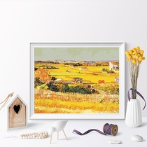  Base camp diy digital oil painting golden wheat field Hand-painted coloring oil painting World famous painting Van Gogh harvest