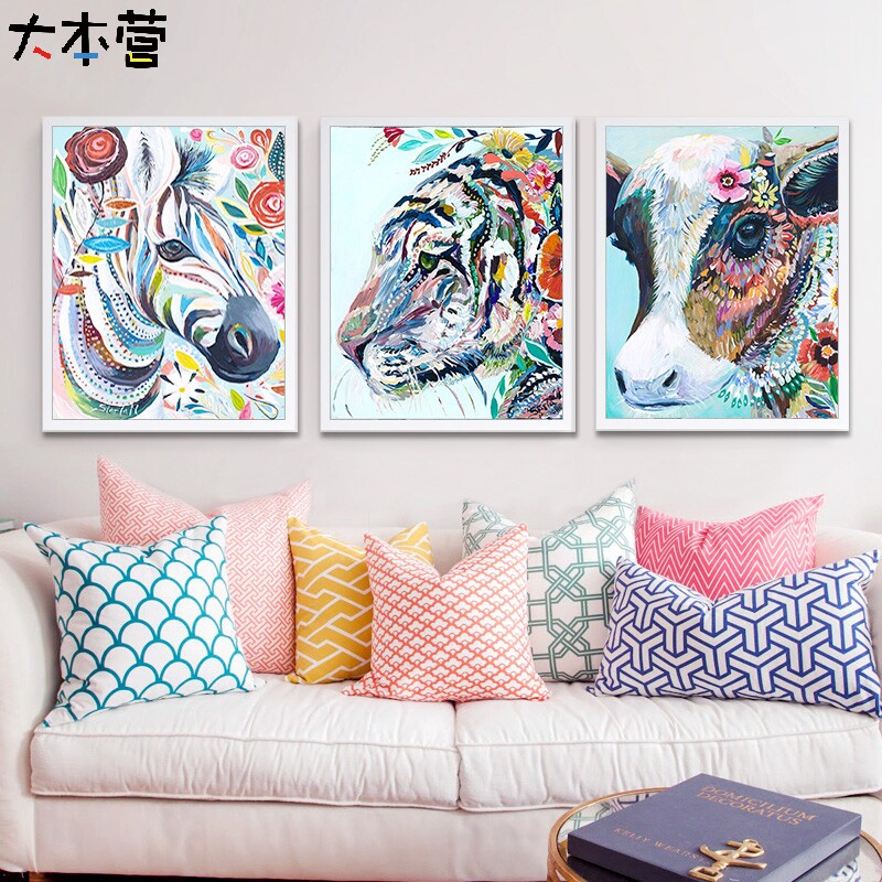 Base camp Painted Animals cows Tiger Horse Chicken Art Diy Digital Oil Painting room Bedroom Room Decoration Painting
