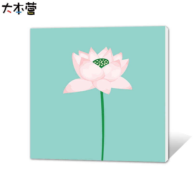 Base camp lotus clean decorative painting DIY digital oil painting lotus Buddhist totem hand-filled color oil painting