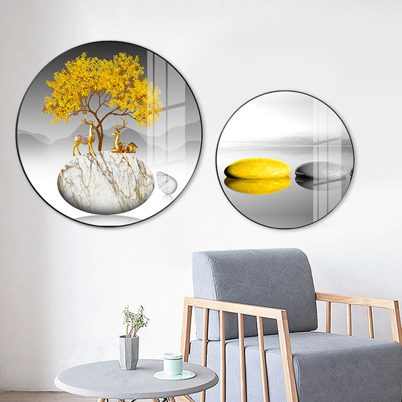 Dining room decorative painting round modern minimalist living room sofa background wall mural porch corridor aisle hanging painting dining room