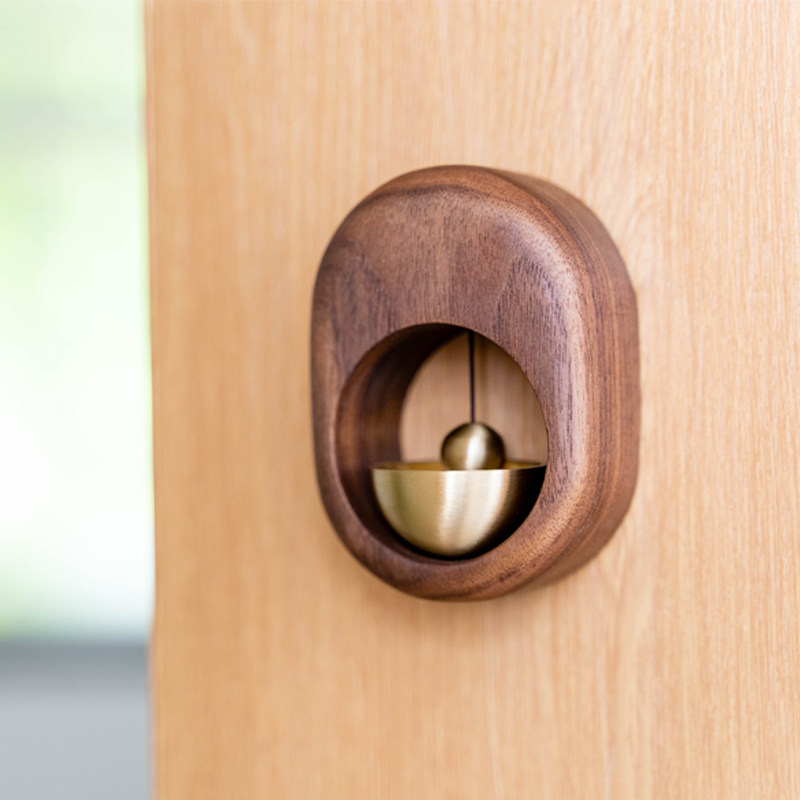 Japanese wind chime solid wood pure copper magnetic doorbell refrigerator sticker housewarming gift door opening prompt copper bell into the door decoration