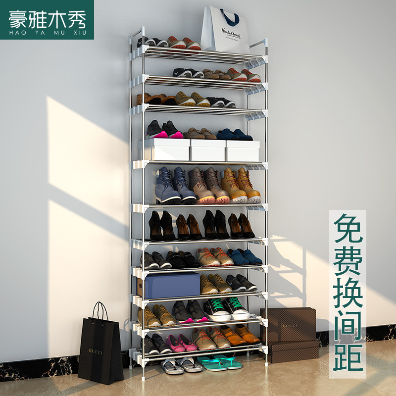 Dormitory simple door multi-layer shoe rack stainless steel household economical large-capacity shoe storage rack thickened and bold