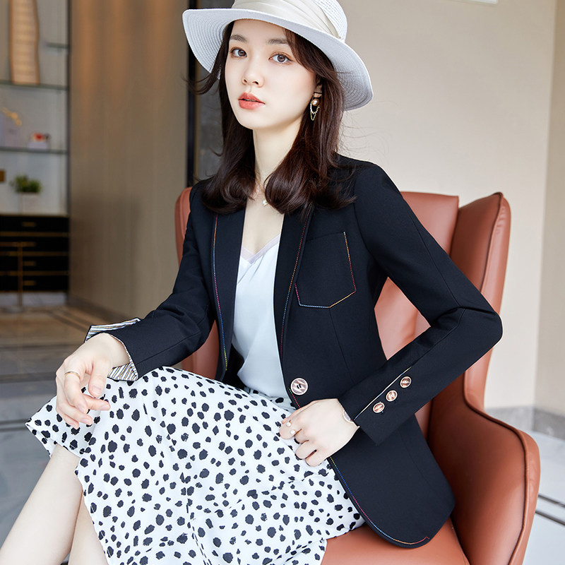 Black suit jacket women's spring and autumn 2022 new temperament casual high-end small suit ladies early autumn top