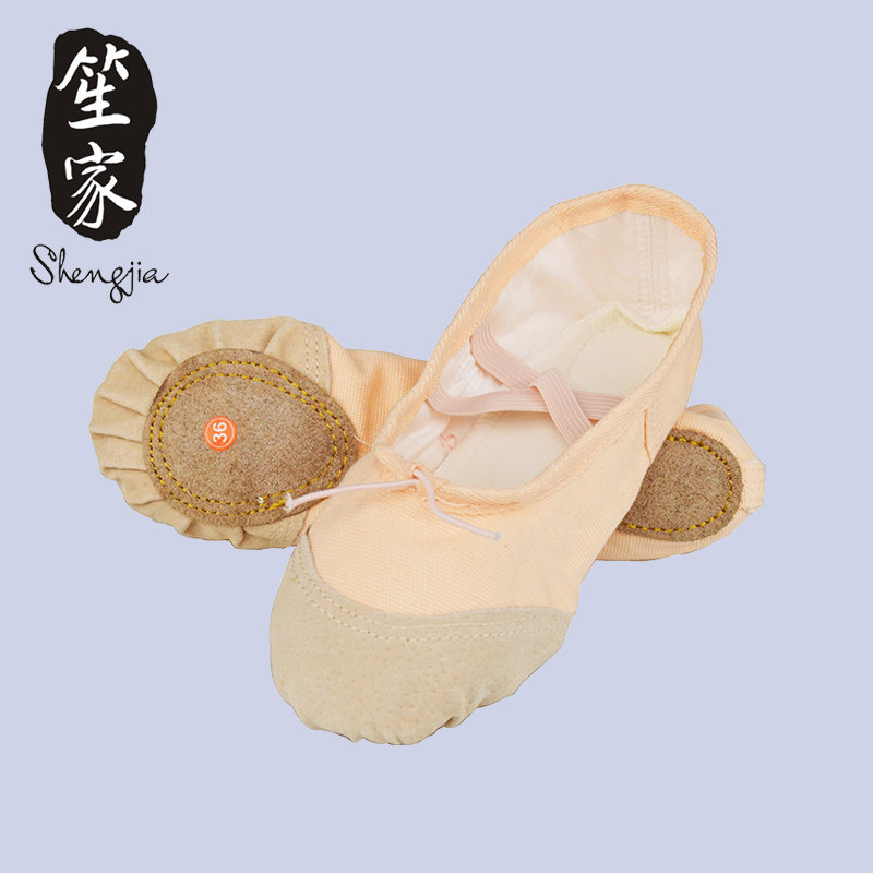 Sheng Family Dance Shoes Women Soft Bottom Exercises Adult Body Classical Dancing Cat Paw Leather Head Belly Dance Chinese Ballet