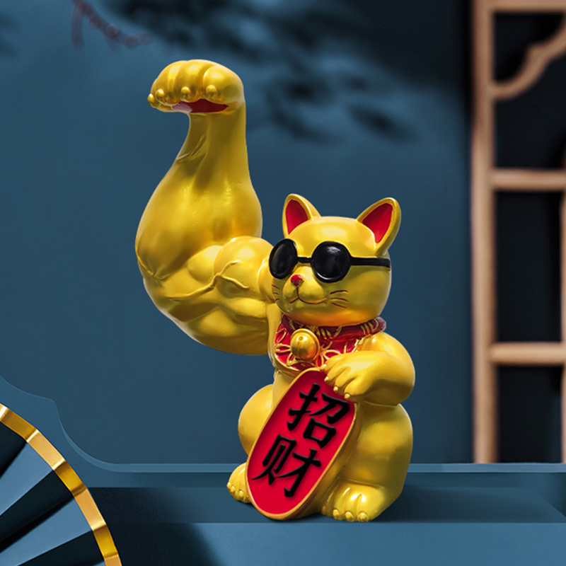Kylin arm robbery cat vigorous giant arm muscle shop opening gift company front desk cashier counter lucky cat ornaments