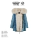 OZLANA Bunny Đồng thương hiệu Áo khoác lông trùm đầu Áo khoác lông dài giữa nữ Parka - Faux Fur