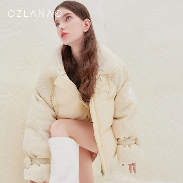 OZLANA Winter Bakery Women's Contrast Color Design Warm Windproof Fluffy Down Jacket