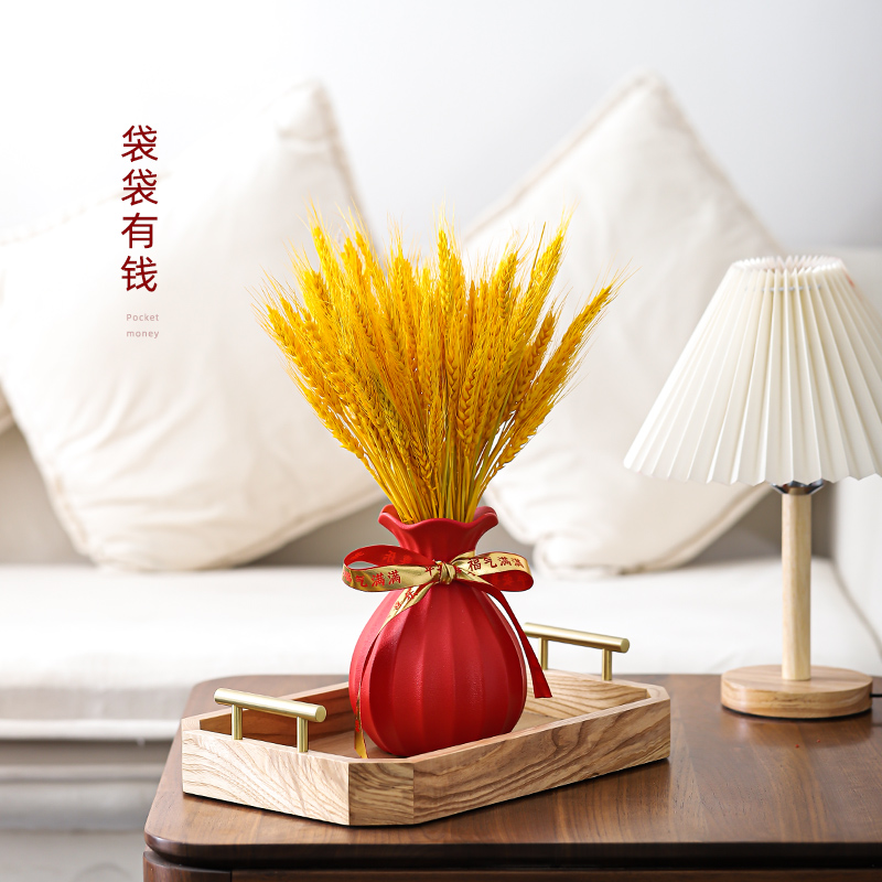 Big sale golden wheat wheat ear dried flower ceramic Nordic vase living room porch decoration flower arrangement decoration decoration