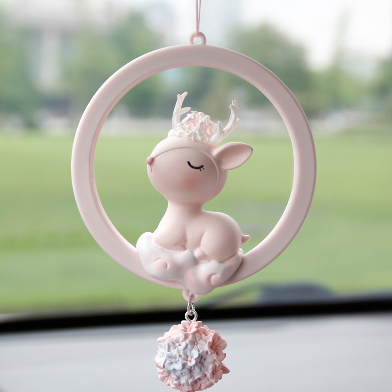 All the way safe deer car pendant personality car rearview mirror pendant simple cute fresh jewelry high-end net red