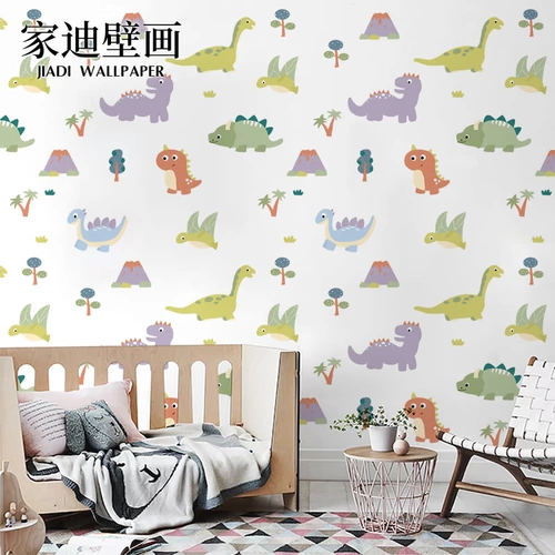 Мультяшный динозавр для мальчиков и девочек, настенные обои для парков развлечений для детского сада, раннее развитие
