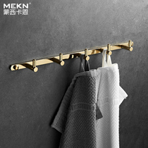 Brass Coat Hook Solid Golden Total Copper Five Rows Hook Bathroom Xuanguan Wall-mounted Clothes Hook Wall Creative Cloakhat Rack