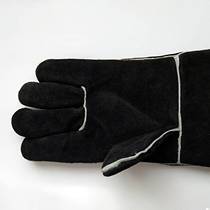 Black cowhide electric welding fireplace oven labor protection welding outdoor barbecue BBQ anti-scalding 300 degree high temperature insulation gloves