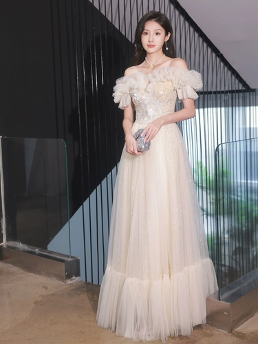 Вечернее платье на одно плечо, новинка 2025 года, летнее классическое доступное роскошное нишевое классическое платье для мастеров, церемония совершеннолетия, тяжелое индустриальное платье