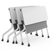 Folding training table and chair combination with pulley multifunctional desk and chair foldable mobile double table table conference table