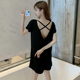 Mùa hè đồ ngủ womens bông Hàn Quốc phiên bản của chiếc váy ngủ sexy lady backless ngọt nhà quần áo màu tinh khiết mùa hè ngắn tay mỏng.