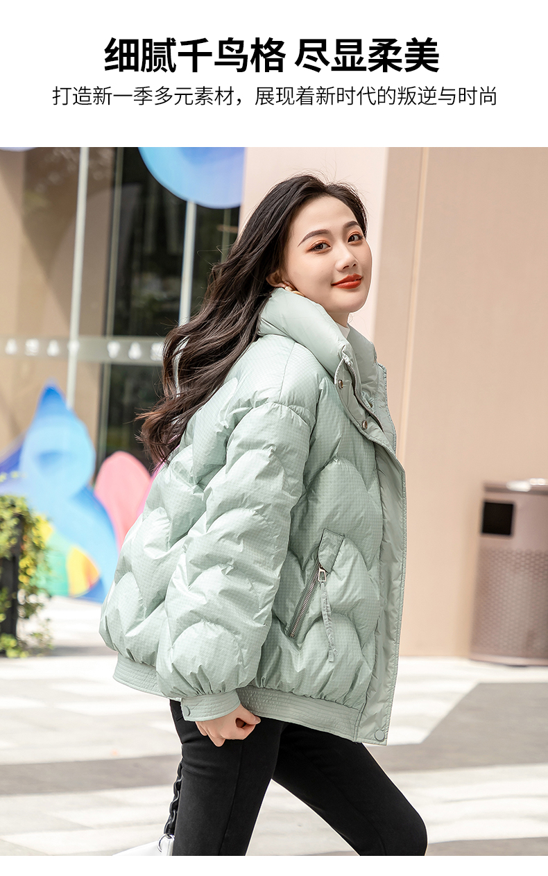 断码好价 雅鹿 女士 千鸟格花苞羽绒服 图2
