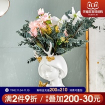 Nordic creative person face Vase ornaments dried flower decoration living room light luxury flower arrangement Fresh Art personality cute simple