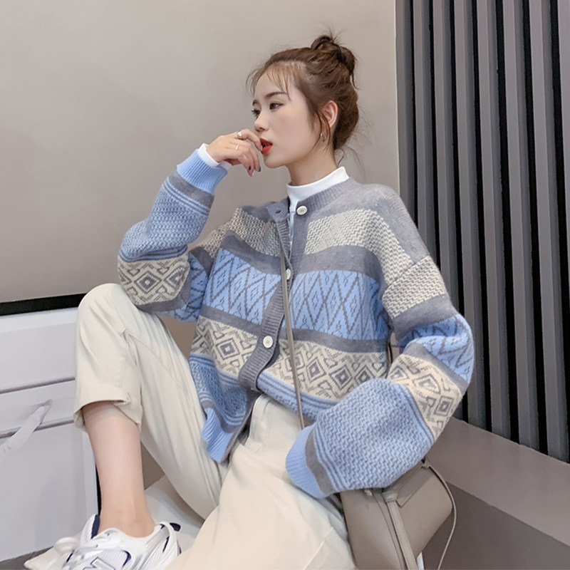 Mentmar knitted cardigan jacket 2021 women's loose bottoming sweater with Western-style women's top autumn and winter