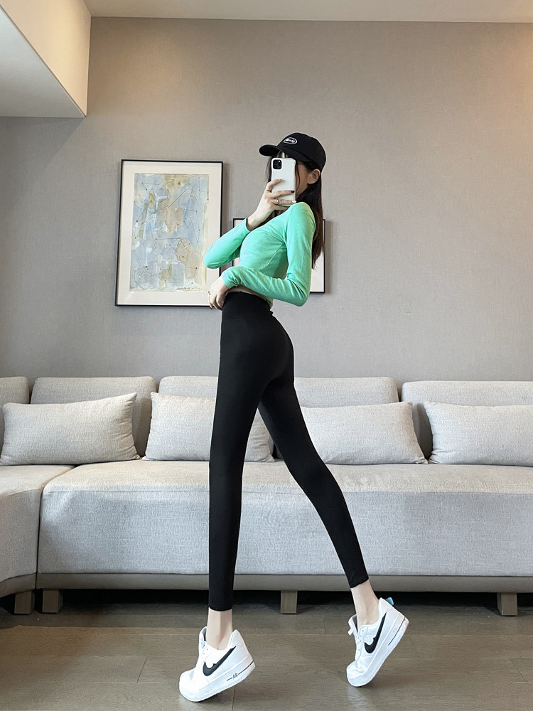 MENTMAR shaping internal lap pants Women's new hip display slim leg long shark pants high waist pure color cashew yoga pants