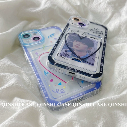 勤仕 Apple, брендовый совместимый чехол для телефона, милый iPhone 14 для влюбленных, прозрачная фотография, картхолдер, iPhone13 Pro, силиконовый защитный чехол, iphone, новая коллекция, «сделай сам», 11promax
