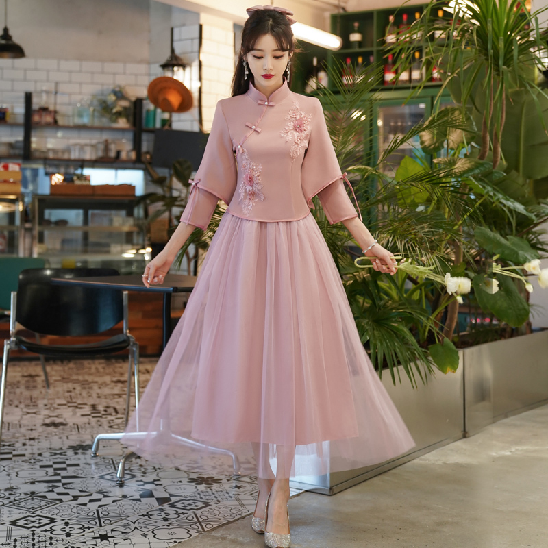  2XL+Bean paste powder long -sleeved embroidery   + $0.94 