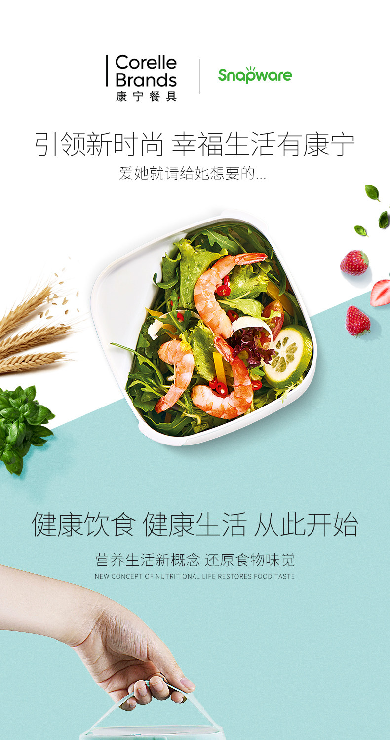 世界500强 美国康宁 snapware 双层轻食便当盒 570ml*2盒 图1