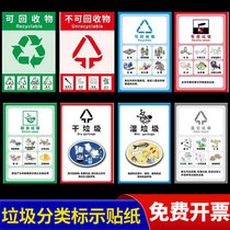 Garbage Sorting Publicity Stickers Trash Cans Recyclable not recyclable kitchen waste Dry and wet litter Wet Garbage stickers recyclable Non Recyclable Labeling Prompt Card Bins Assorting Logo Stickers