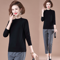 Middle Aged Mother Autumn Clothing With Long Sleeves Knit Undershirt New Spring Autumn Ocean blouses Senile Woman Fashion Sweater Thin