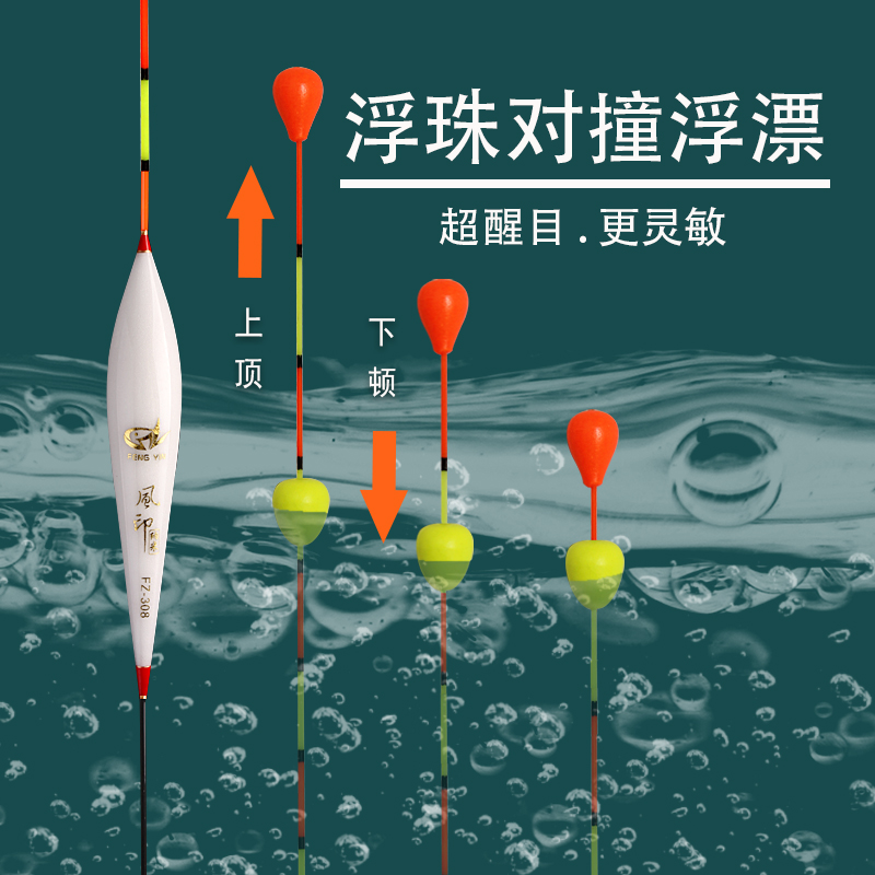 Wind-printed floating beads collision floating bold eye-catching thick tail high-sensitivity myopia nano light mouth crucian carp floating fishing float