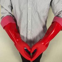 Winter rubber warm and waterproof laundry clothes rubber wear-resistant one-piece velvet housework cold-resistant thickened velvet dishwashing gloves