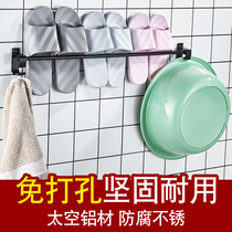 Punch-free bathroom shelf slipper shelf Easy to enter the door can hang towels Bathroom storage wall-mounted suction wall-mounted