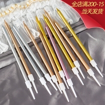 Birthday Cake Decoration Baking Golden Silver Long Pole Candle High-quality Birthday Candle Plated Slender Wedding