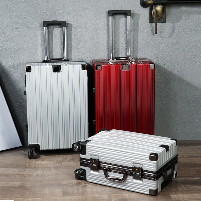 Luggage men and women trolley small 20 inch boarding suitcase 24 inch password box aluminum frame universal wheel 26 red