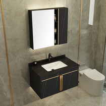 Modern light luxury rock plate stainless steel bathroom cabinet Bathroom set Simple bathroom washbasin countertop integrated combination