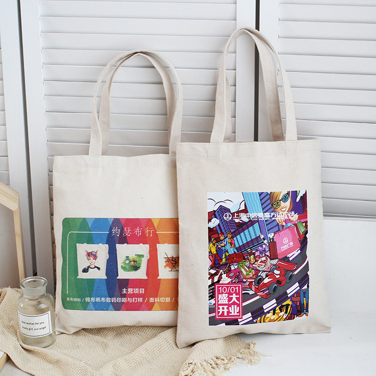 Canvas bag customized logo printed with environmentally friendly shopping bag custom canvas bag with single shoulder cotton cloth bag DIY handcup