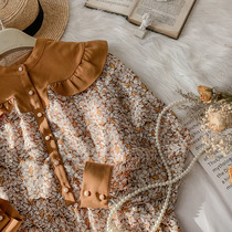 Coffee break French fried street dress Retro Hepburn salt Japanese salt can be sweet floral skirt gentle wear