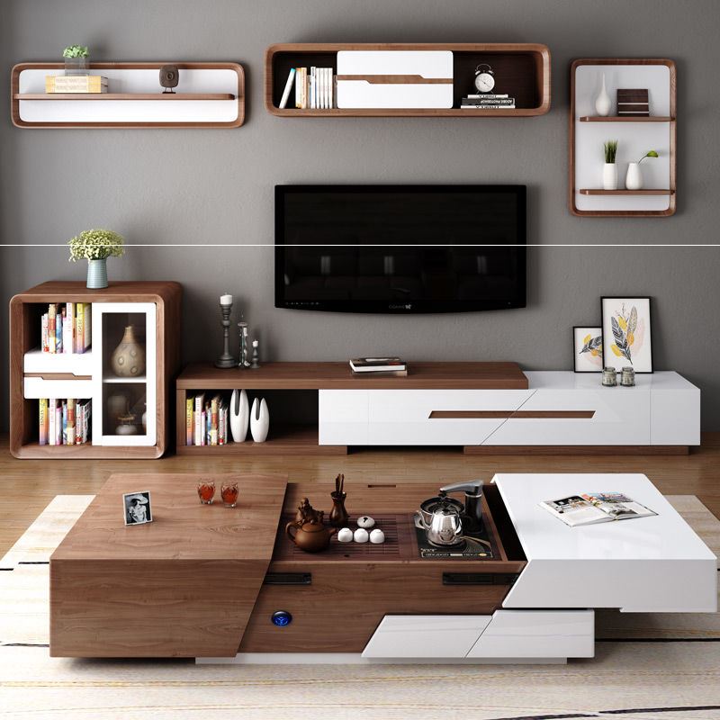 New multifunctional tea table TV cabinet Kung Fu Modern minimalist Living room Small family type office Lift Combined tea tea Tea