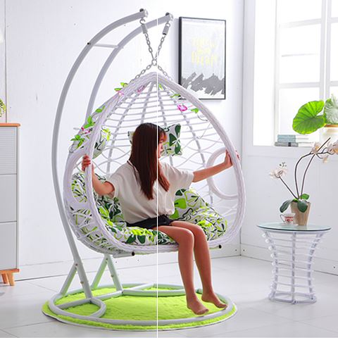 New upgraded version Indoor suspension chair Twin-Rod rattan Rocking Chair Hanging Basket Bird Nest Double Hanging bed Balcony Living Room Vines Chair Coarse