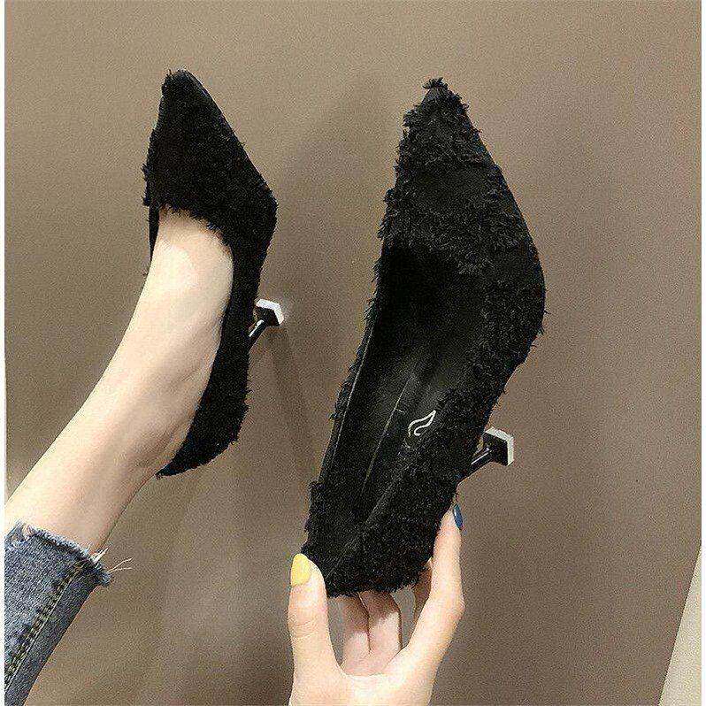 High heels women's stiletto shoes female students Korean version of the new pointed toe all-match girls small shoes