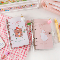 Hipster ins Korean Net Red simple girl heart transparent hand account book A6 square book loose page art exquisite creative Primary School students hand account diary cute little fairy note notebook