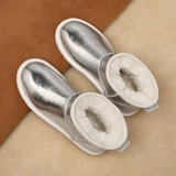 Кожаные флисовые удерживающие тепло короткие сапоги, из натуральной кожи