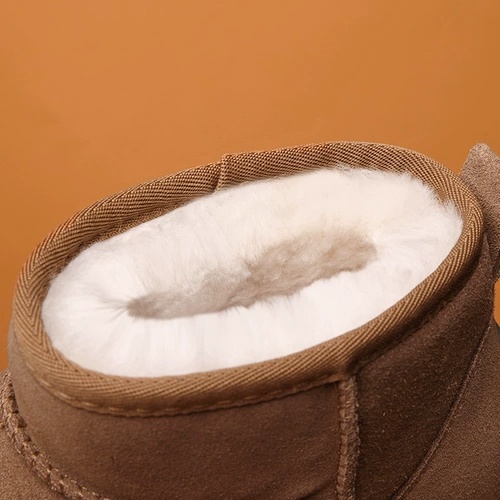 Новинка 2024 года, универсальные зимние ботинки из овчины в западном стиле, женская зимняя теплая шерстяная хлопковая обувь, ботинки