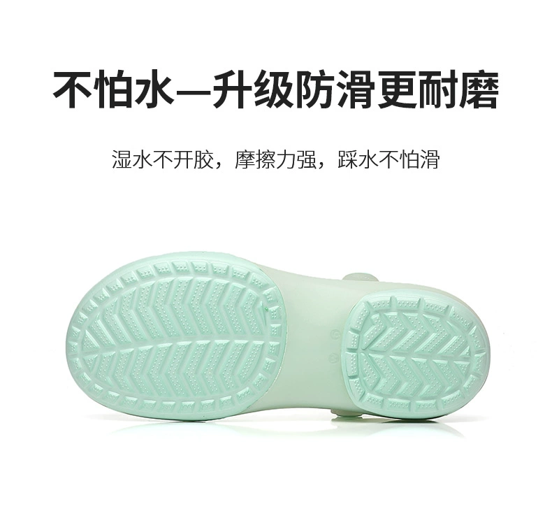 Giày Croc Mới Nữ Mới Đi Biển Mùa Hè Giày Dép Thời Trang Áo Khoác Ngoài Y Tá Dép Dép Bao Đầu Chống Trơn Trượt Bán Trơn Hợp Thời Trang dép quai hậu nam đế cao