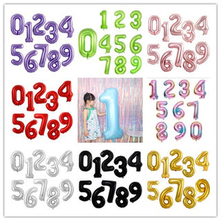16 寸32 40寸多色数字气球节日婚庆儿童生日派对字母装饰布置气球