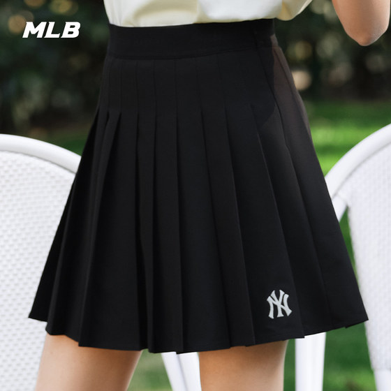 MLB 공식 Yu Shuxin 같은 스타일 여성 자수 로고 대학 스타일 스커트 바지 플리츠 스커트 24 여름 새 스타일 SKV01