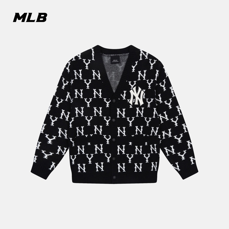 MLB official men's and women's knitwear NY retro old flower loose jacket cardigan sports trend fashion new KTM1