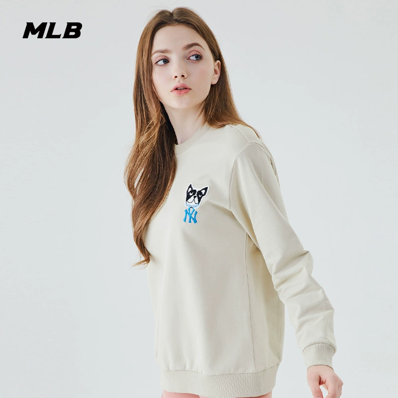 MLB chính thức nam và nữ áo len loạt phim hoạt hình dài tay thêu con chó con thể thao cổ tròn mùa hè mới-31MTC1 - Thể thao lông cừu / jumper