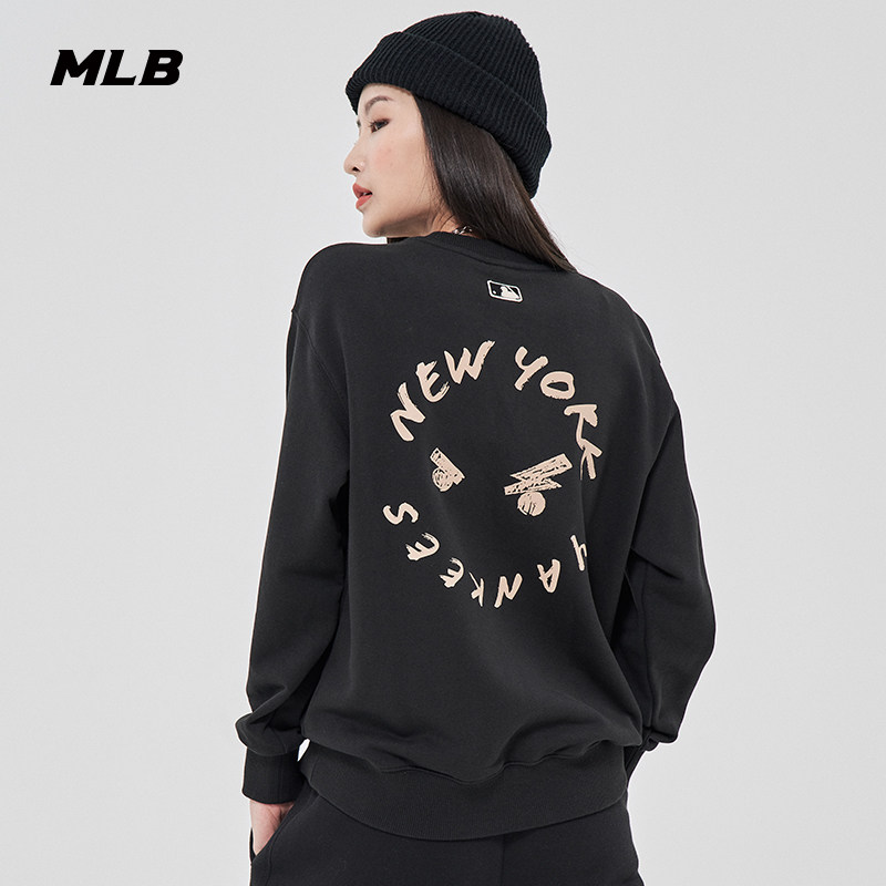 MLB Official male and female headsets lovers thick T-shirt frown sport Loose Warm Leisure Spring New MTE02